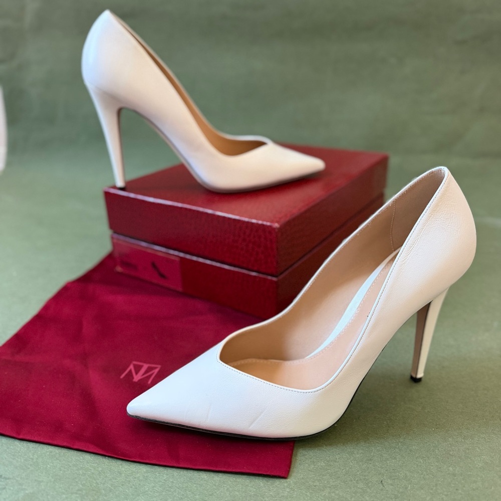 Tamara Mellon Vamp 105 Classic White Nappa Leather Heels 42 fits like 11
